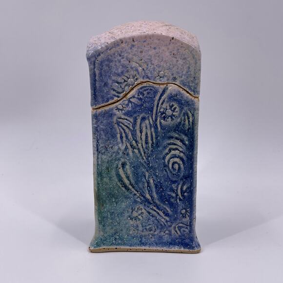 Blue Decorative Studio Art Pottery Ceramic Lidded Box Container Unique Signed - Picture 5 of 13